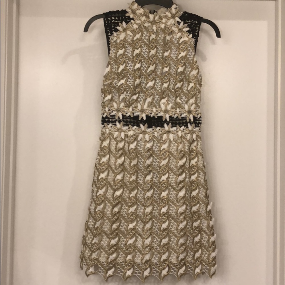 TOPSHOP BOUTIQUE GOLD AND WHITE MINI DRESS